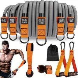 INF Kit de 12 Bandes de Résistance Multifonctionnelles (136 kg) pour Entraînement à Domicile Gris Orange