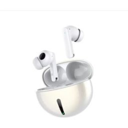 INF Écouteurs TWS Bluetooth sans fil compatibles avec Single-Mic ANC, finition métallique, son stéréo et boîtier de charge Blanc