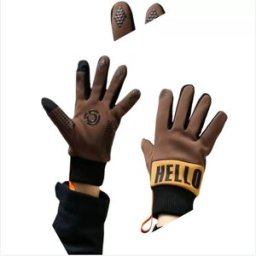 INF Gants de cyclisme d'hiver en polaire pour hommes - Coupe-vent, chauds et compatibles avec les écrans tactiles Marron