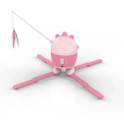 INF Jouet interactif pour chat avec plume laser et lumière laser, rotation 3 vitesses réglables, base anti-basculement et arrêt Rose