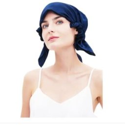 INF Bonnet de nuit en soie fin - Bonnet de sommeil en soie doux et respirant avec bande élastique pour protection des cheveux Bleu marine