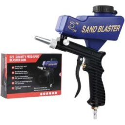 INF Pistolet de sablage pneumatique portable – débit réglable, buse zinguée épaissie, nylon et acier au carbone, 90psi, entrée Bleu