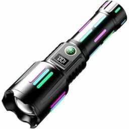 INF Lampe Torche Laser Blanche 20W avec Batterie 26650 et Câble USB - Rechargeable, Zoomable