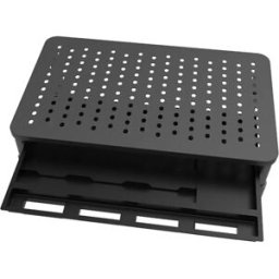 INF Rehausseur d'écran en aluminium - Support élévateur noir pour bureau et ordinateur portable, ergonomique avec rangement