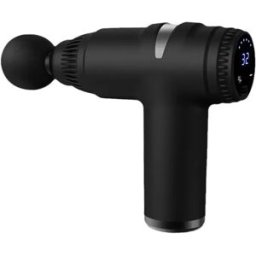 INF Pistolet de massage électrique mini 32 vitesses avec écran LCD - Pércussion musculaire profonde portable (4 têtes incluses) Le noir
