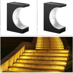 INF Lampes Solaires d'Escalier Extérieures à Lumière Chaude - Éclairage Solaire Facile à Installer 2 Pack