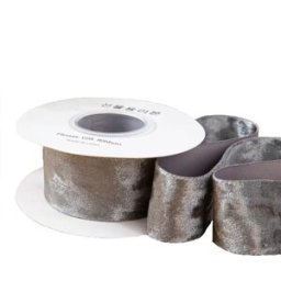 INF Ruban de velours strass 3,8 cm - Ruban d'artisanat en polyester de 5 yards pour embellissements Gris + Argent