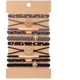 INF Bracelet Élastique à Cheveux Élégant - Ensemble Noir, Gris et Kaki