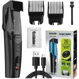 INF Tondeuse à Cheveux Aspirante avec Écran LCD, Tondeuse Électrique Rechargeable Le noir