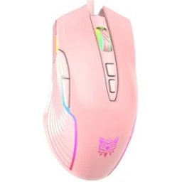 INF Souris filaire RGB 7 boutons, capteur INT-725F, DPI réglable jusqu'à 7200, interface UB 2.0 Rose