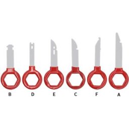 INF Kit de 6 Clés d'extraction radio auto Compatible avec Volkswagen, Audi, BMW et plus Rouge