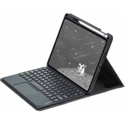 INF Étui magnétique avec clavier Bluetooth - Clavier rond noir professionnel (Pavé tactile) compatible avec iPad 10.2/10.5
