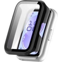 INF Coque PC intégrée avec verre trempé pour bracelet Huawei compatible avec Band 11 et Band 11 NFC - Protection écran complète Le noir