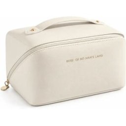 INF Trousse de toilette spacieuse en cuir PU Noir