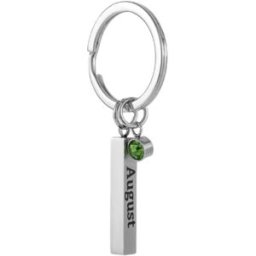 INF Porte-clés en acier inoxydable - Pierre de naissance d'août Août