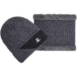 INF Ensemble Bonnet et Écharpe Hiver Chenille - Protection Coupe-Vent Épaissie Gris
