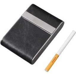 INF Étui à Cigarettes Moyen en Cuir PU avec Fermeture Magnétique - Contient 20 Cigarettes Slim Le noir