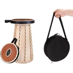 INF Tabouret Pliant Portable d'Extérieur avec Coussin Moelleux et Sac à Dos - Hauteur Réglable