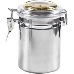 INF Grand Pot Humidor à Tabac en Acier Inoxydable avec Hygromètre - Maintien d'une Humidité Optimale