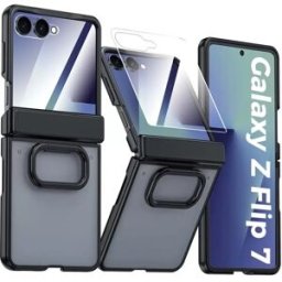 INF Étui Noir avec Anneau de Support en PC Compatible avec Samsung Galaxy Z Flip7