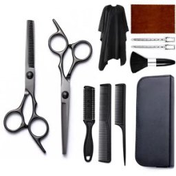 INF Ensemble de ciseaux de coupe de cheveux professionnels - 12 pièces Le noir