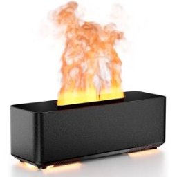 INF Diffuseur d'arômes et humidificateur à flamme : Volcan simulé compatible avec les huiles essentielles Le noir