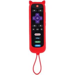INF Étui de protection en silicone compatible avec la télécommande TCL Roku 2 avec oreilles de chat et cordon Rouge
