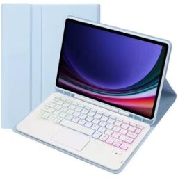 INF Étui Clavier Bluetooth Bleu Ciel avec Pavé Tactile et Rétroéclairage compatible avec Samsung Galaxy Tab S9+/S10+/S9 Plus