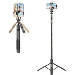 INF Trépied Selfie Stick en Alliage d'Aluminium 1,53m avec Poignée Stabilisatrice & Interface 1/4, compatible avec Apple,