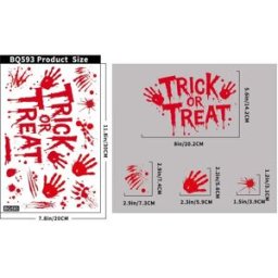 INF Ensemble de 6 autocollants de fenêtre d'empreintes de mains sanglantes pour Halloween