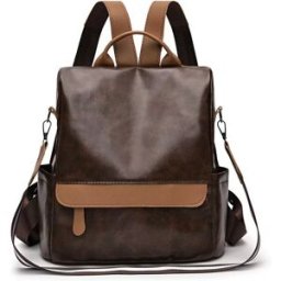 INF Sac à Dos Femme en Cuir PU - Sac à Bandoulière Élégant et Polyvalent Marron foncé