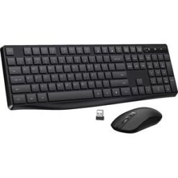 INF Ensemble Clavier et Souris Sans Fil 2.4G - Noir avec Piles AAA