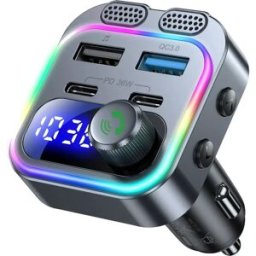INF Lecteur MP3 Bluetooth pour voiture avec Bluetooth 5.3, charge rapide PD30W et double chargeur USB intelligent (Noir, ABS)