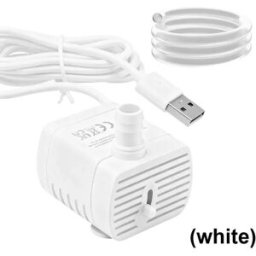 INF Pompe à eau submersible USB de 1,5 m avec vanne réglable - Micro-pompe sans balais 5 V, acier inoxydable 304 + ABS, IPX8 Blanc