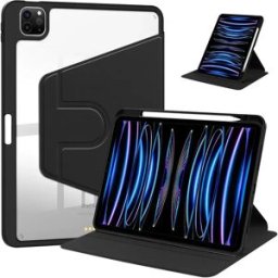 INF Étui Rotatif à 360° en Acrylique Noir et Cuir PU Compatible avec Redmi Pad SE 11" avec Fente pour Stylet