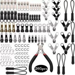 INF Kit de remplacement de réparation de fermeture éclair 205 pièces