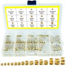 INF Kit d'écrous à insert fileté moleté 300 pièces - Assortiment d'écrous à insert thermique en laiton