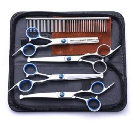 INF Ensemble de ciseaux de coiffure professionnels 7 pièces - Bleu