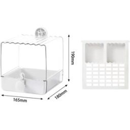 INF Abreuvoir et mangeoire 2-en-1 pour perroquet - Bain d'oiseaux et distributeur de nourriture, nettoyage facile Blanc