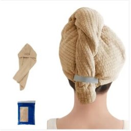 INF Bonnet Sèche-Cheveux en Molleton Corail Super Absorbant à Séchage Rapide café