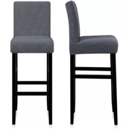 INF Housses de tabouret de bar à carreaux, housses de tabouret de bar extensibles Gris foncé