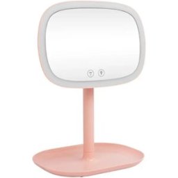 INF Miroir de maquillage LED 2-en-1 avec grossissement 10X détachable, éclairage tactile variable, plateau de rangement,