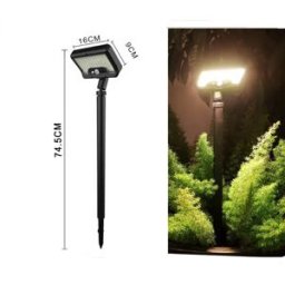 INF Lampe Solaire de Chemin à 92 LED avec Détecteur de Mouvement pour Jardin et Pelouse