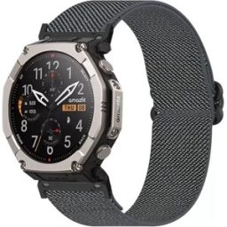 INF Bracelet de montre de remplacement en nylon compatible avec Amazfit T-Rex Ultra 2 26mm - Fermoir papillon élastique, 25cm x Gris