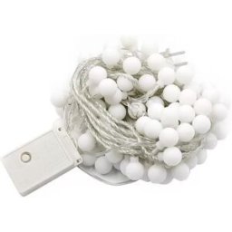 INF Guirlande Lumineuse 10m 80 LED Globe - Blanc, Fonctionne sur Piles