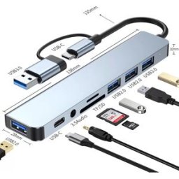INF Adaptateur Hub Type-C 8 en 1 pour ordinateurs portables - Modèle 2218TU