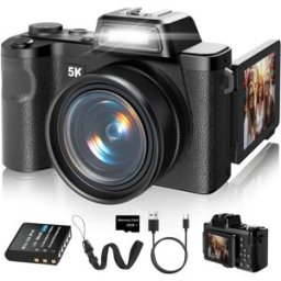 INF Appareil photo sans miroir 5K haute définition compatible avec carte SD 32GB, écran IPS 2.83-inch, WiFi et étanche