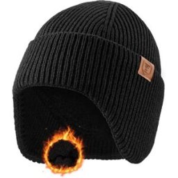 INF Bonnet Tricoté avec Oreillettes - Taille Unique : Chaleur et Protection Coupe-Vent pour l'Extérieur Le noir