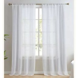 INF Rideaux Voile Blanc Uni avec Pattes pour Salon Chambre à Coucher M