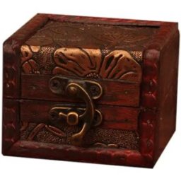 INF Boîte de rangement à bijoux en bois avec motif de lotus vintage et accents en cuir PU UN
